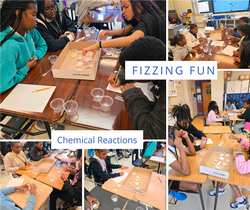 students investigating chemical reactions